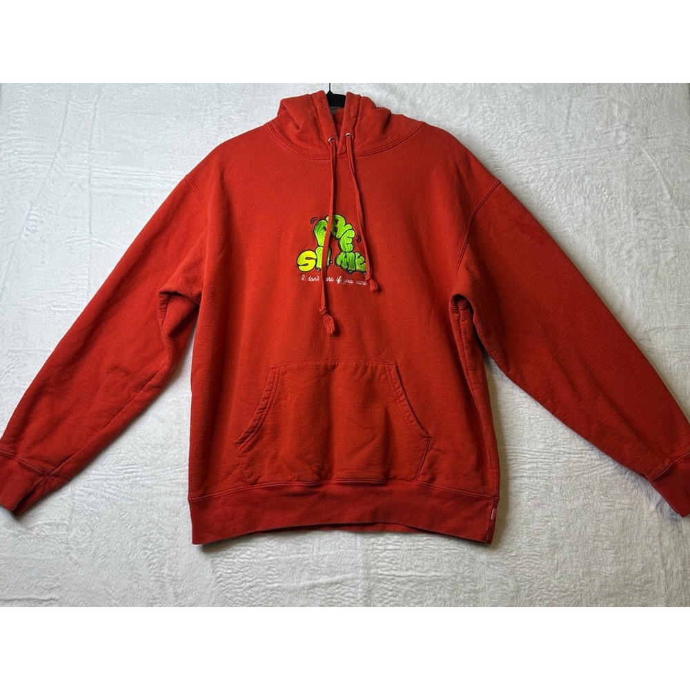 Supreme I Don't Care If You Care Slime Caterpillar Hoodie Red Mens Medium
